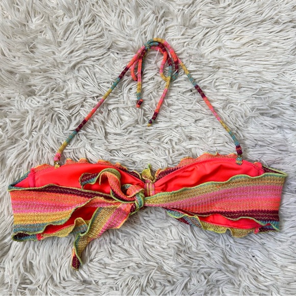 ◾️Victoria Secret Multicolour Crochet Tie Back Halter Bikini Top - Picture 4 of 5